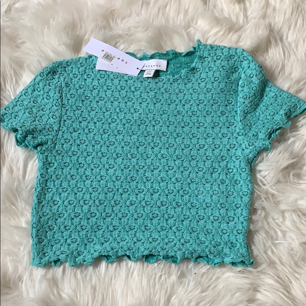 NWT Topshop teal crop top